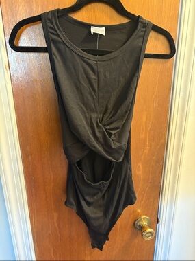 Le Lis Black Sleeveless Bodysuit with Twist Detail